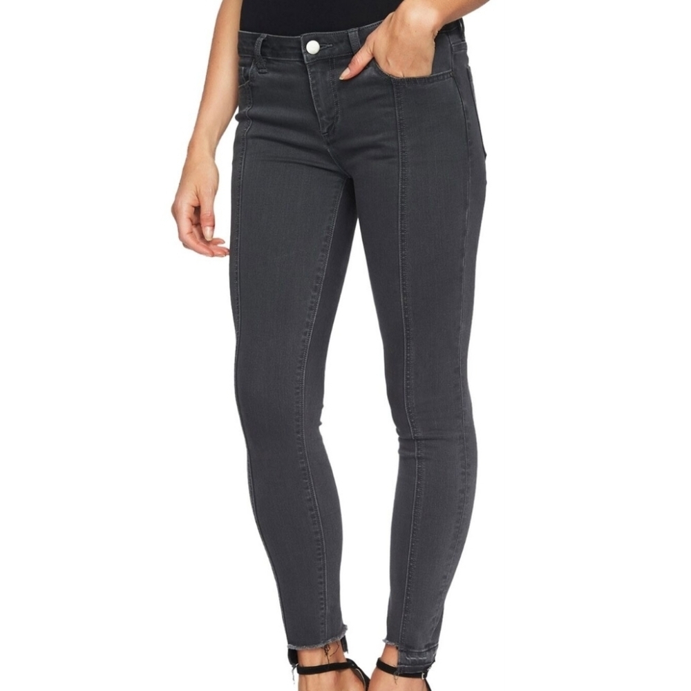 NWT 1. STATE skinny fit raw hem frayed ankles fall winter black jeans sz 24